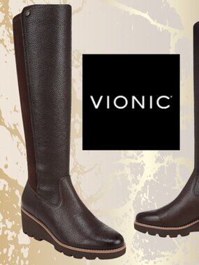 Vionic Women's Ashland Tall Wedge Boots Sz 6
